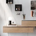 Badezimmerkomposition mit Spiegel, Harzwaschbecken und Sockel, hergestellt in Italien – Palom Viadurini