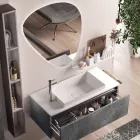 Badezimmerkomposition mit modernem Spiegel, Sockel und Waschbecken Made in Italy – Dream Viadurini