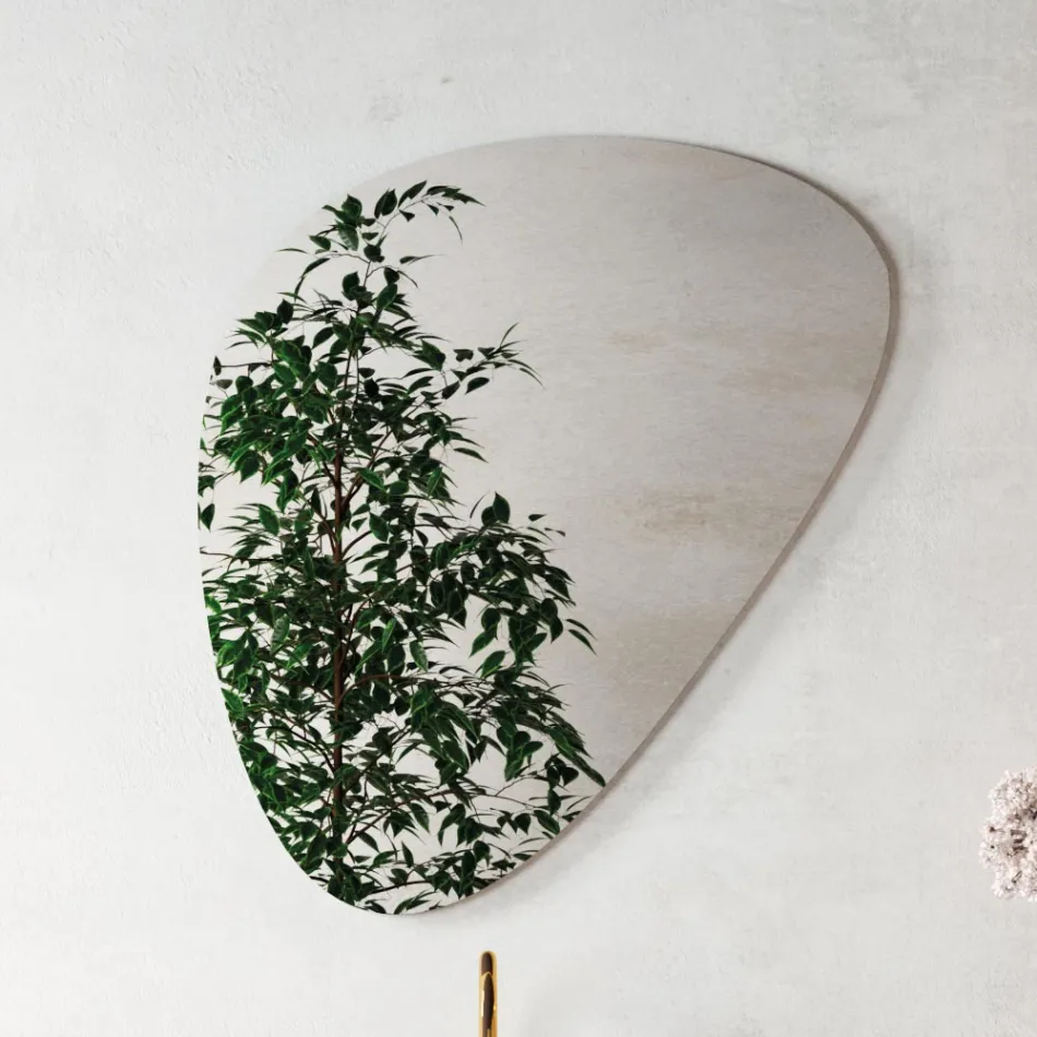 Badezimmerkomposition mit modernem Spiegel und Konsolenwaschbecken, hergestellt in Italien – Palom Viadurini