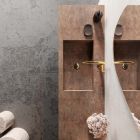 Badezimmerkomposition mit modernem Spiegel und Konsolenwaschbecken, hergestellt in Italien – Palom Viadurini