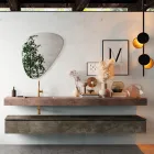 Badezimmerkomposition mit modernem Spiegel und Konsolenwaschbecken, hergestellt in Italien – Palom Viadurini