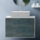 Badezimmerkomposition mit ovalem Spiegel, Sockel und Waschbecken, hergestellt in Italien – Kilos Viadurini