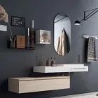 Badezimmerkomposition mit ovalem Spiegel, Waschbecken und Sockel, hergestellt in Italien – Palom Viadurini