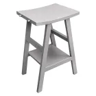 Graue Badezimmerkomposition mit rundem Spiegel und verschiedenen Accessoires - Maryse Viadurini