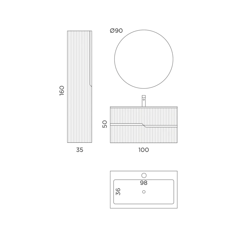 Badezimmerkomposition aus Rio-Cannettato-Eiche, hergestellt in Italien – Afrodite Viadurini
