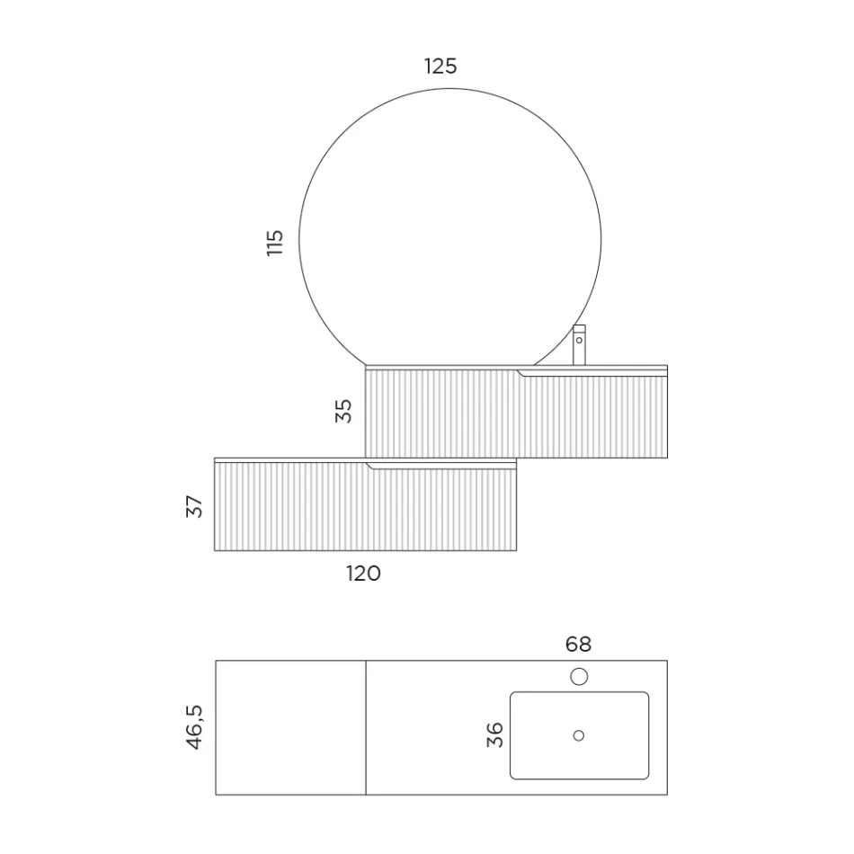 Badezimmerkomposition in Rio-Eiche und Cannettati-Grau, hergestellt in Italien – Chrono Viadurini
