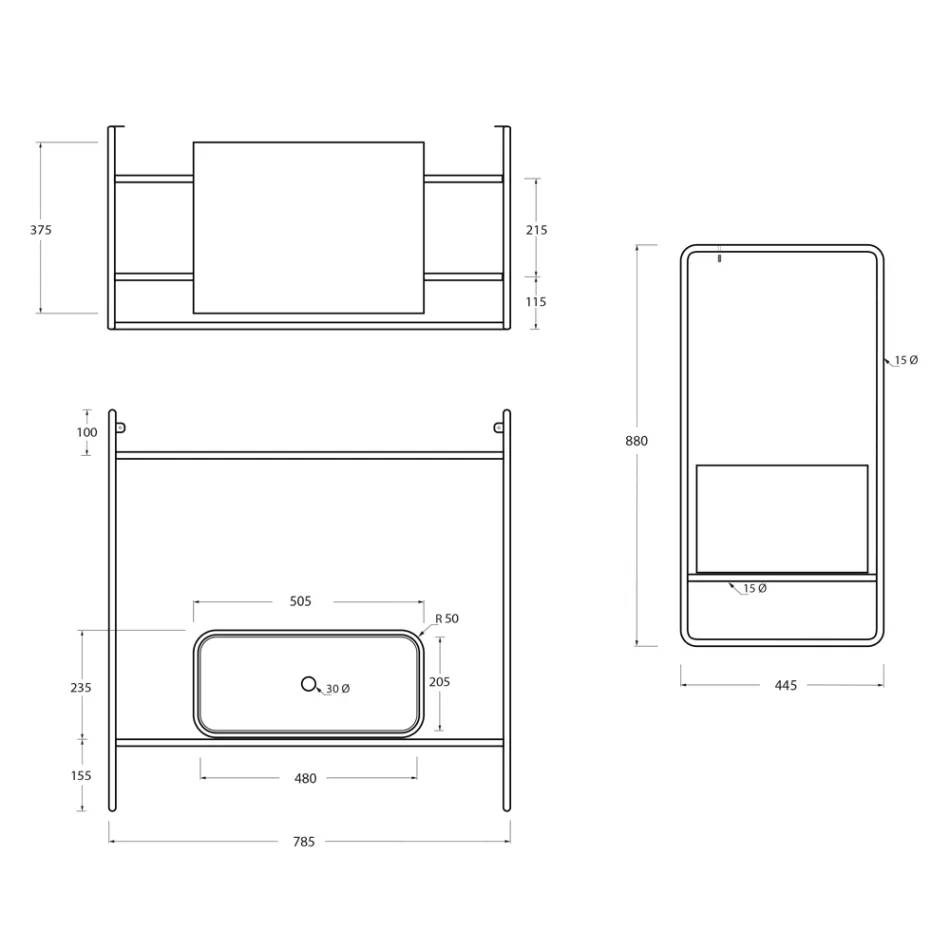 Badezimmer-Komposition Waschbecken aus Keramik und Spiegel Made in Italy - Chantal Viadurini