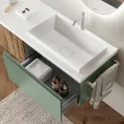 Badezimmerkomposition in Salbeigrün und Cannettato-Eiche, hergestellt in Italien – Uranus Viadurini