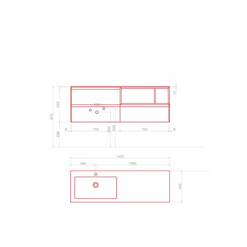 Badezimmermöbel Zusammensetzung, modernes und hängendes Design Made in Italy - Callisi8 Viadurini
