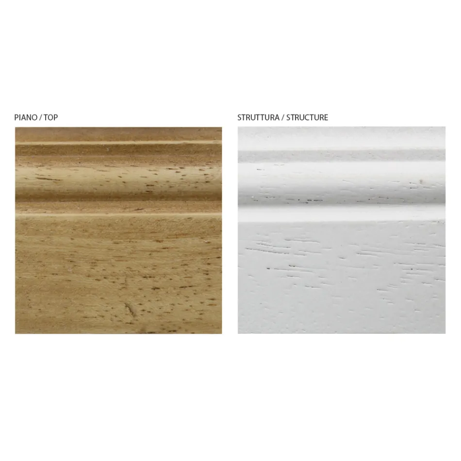 Eingangskomposition aus zweifarbigem weißem Wachs und Naturholzplatte – Fatuo Viadurini