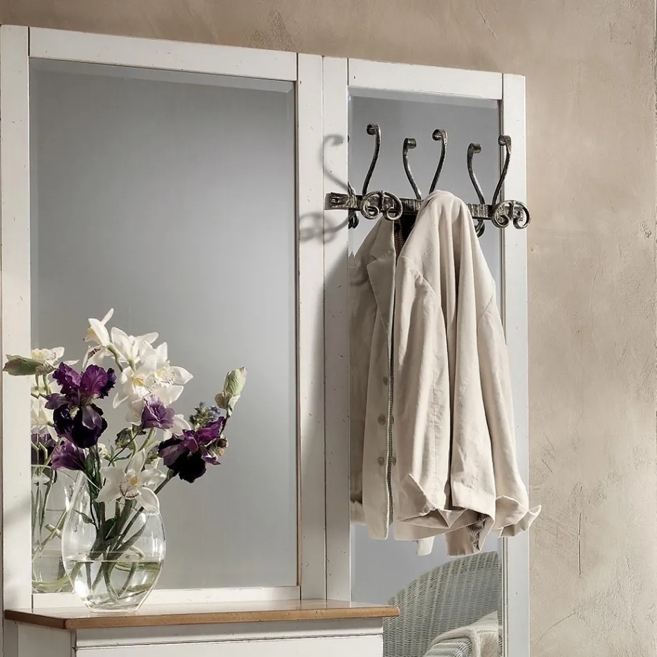 Eingangskomposition aus zweifarbigem weißem Wachs und Naturholzplatte – Fatuo Viadurini