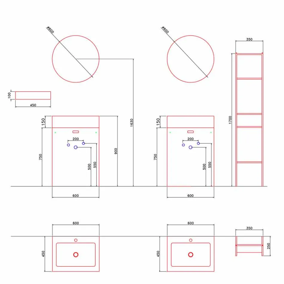 Bodenzusammensetzung von modernen Design-Badezimmermöbeln - Farart10 Viadurini