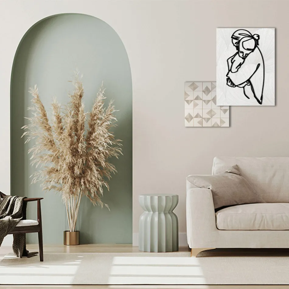 Komposition aus 2 Tafeln mit Stilisierung einer Umarmung, hergestellt in Italien – Kyoko Viadurini