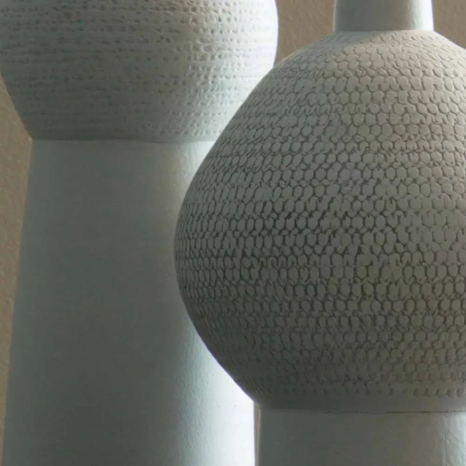 Zusammensetzung von 2 dekorativen Vasen aus dekorierter Keramik - Lampedusa Viadurini