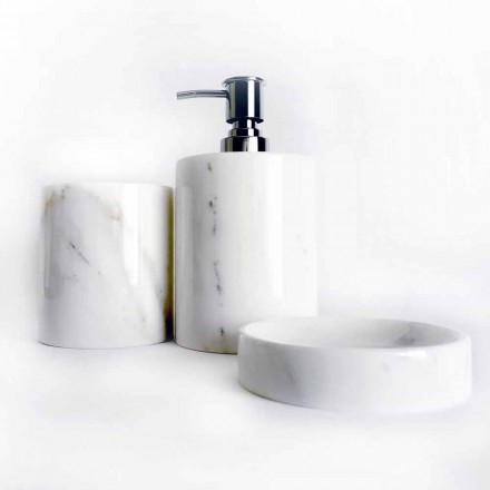 Zusammensetzung von 3 Badezimmerzubehör aus poliertem Marmor Made in Italy - Trevio Viadurini