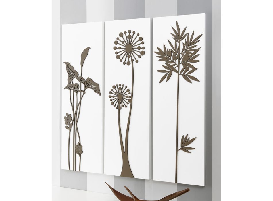 Komposition aus 3 Tafeln mit Duschköpfen und Blättern, hergestellt in Italien – Eduardo Viadurini