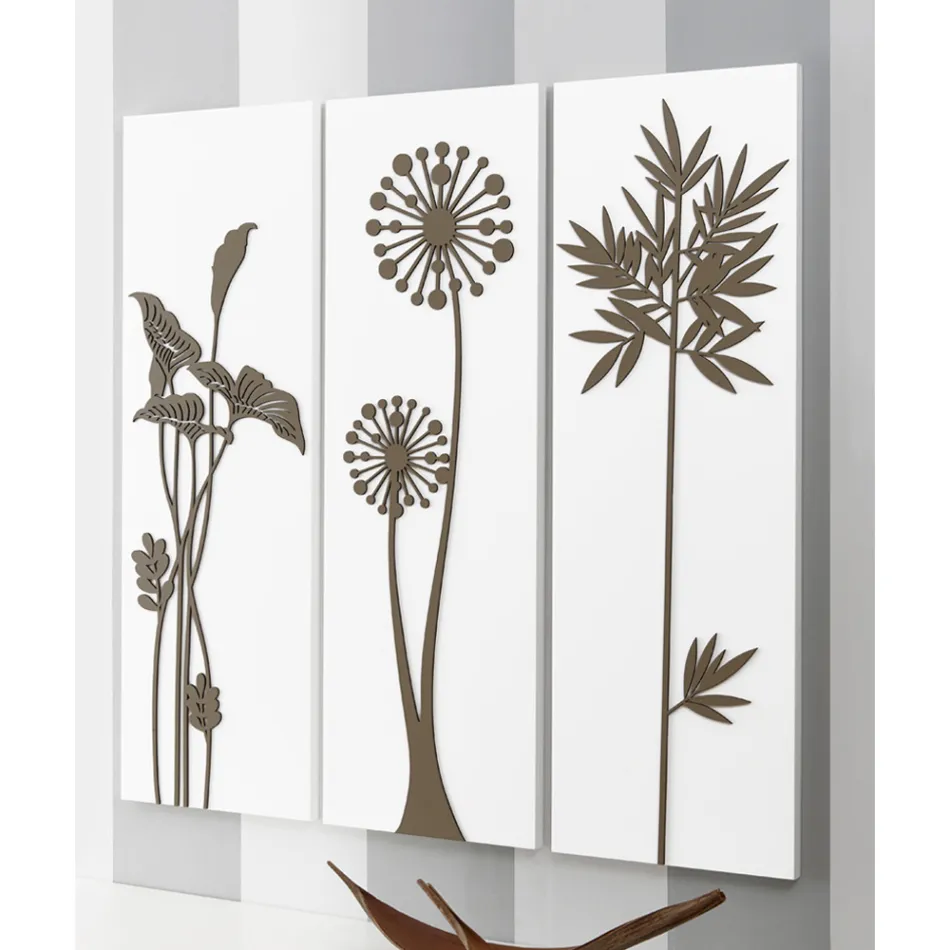 Komposition aus 3 Tafeln mit Duschköpfen und Blättern, hergestellt in Italien – Eduardo Viadurini