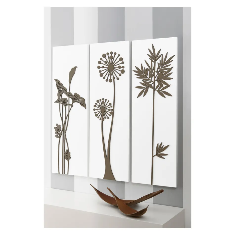 Komposition aus 3 Tafeln mit Duschköpfen und Blättern, hergestellt in Italien – Eduardo Viadurini