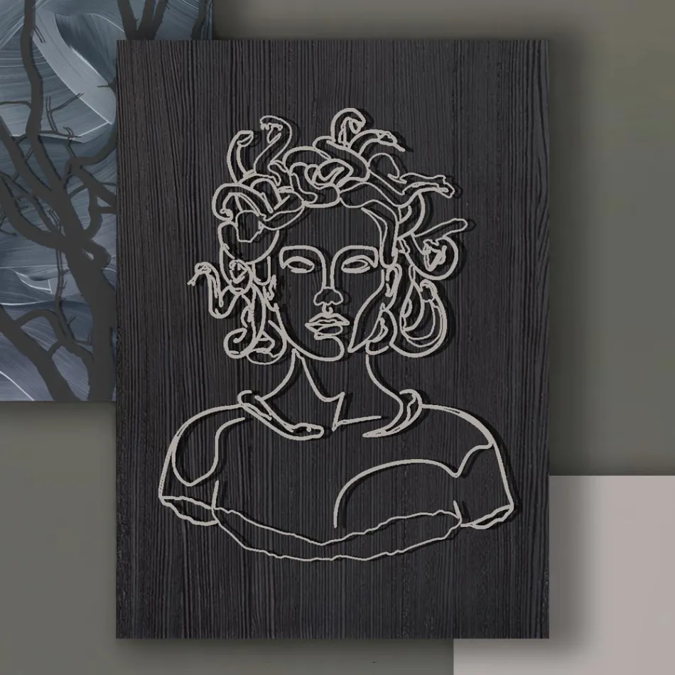 Komposition aus 3 Tafeln mit der Stilisierung der Medusa, hergestellt in Italien – Ichika Viadurini