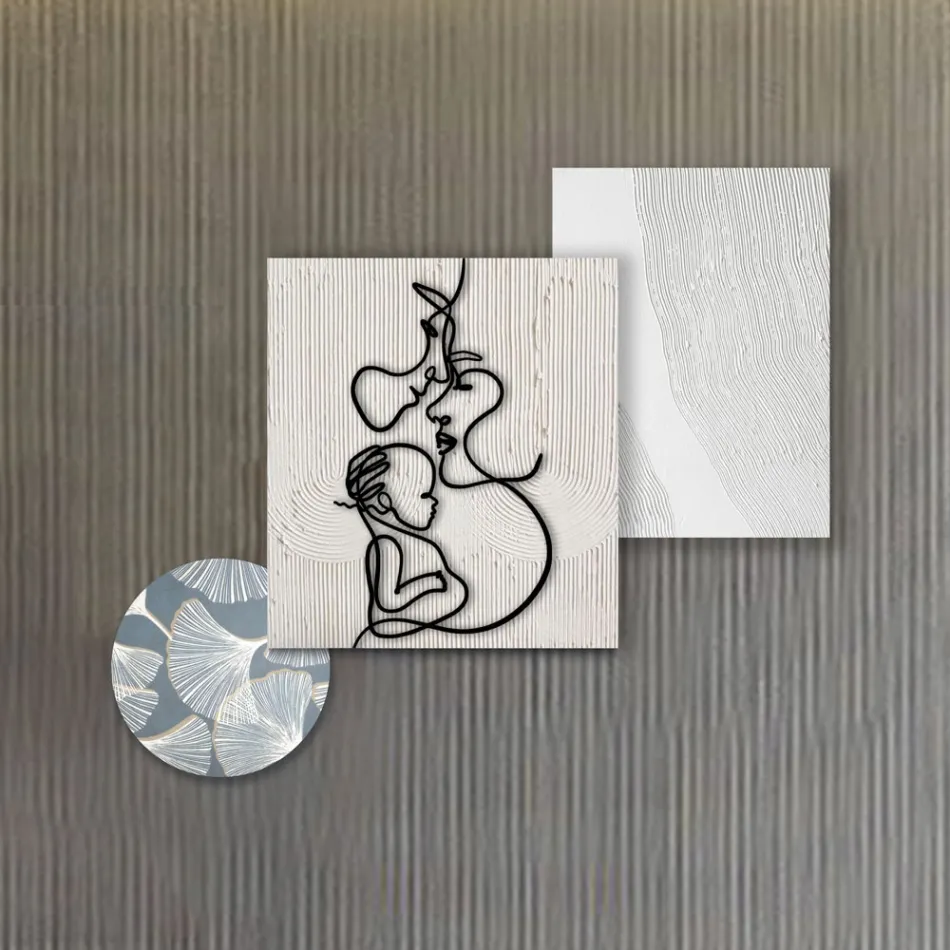 Komposition aus 3 Tafeln mit Stilisierung der Liebe, hergestellt in Italien – Keina Viadurini