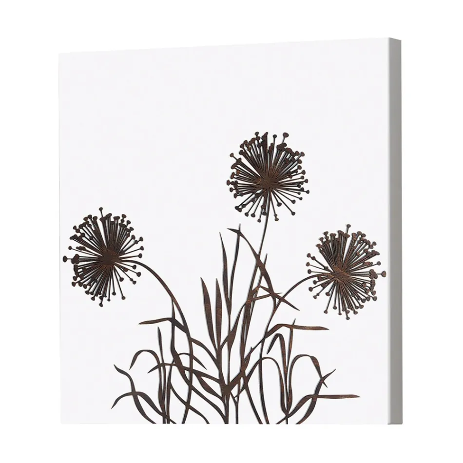 Zusammensetzung aus 4 Tafeln mit Hortensien, Allium und Thypha, hergestellt in Italien – Berechnung Viadurini