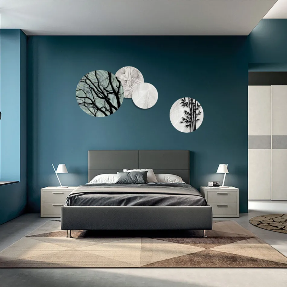 Zusammensetzung aus 4 runden Paneelen, hergestellt mit Laser, hergestellt in Italien – Maeko Viadurini