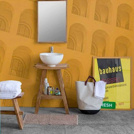 Zusammensetzung von Badmöbeln aus massivem Teakholz von modernem Design - Azina Viadurini