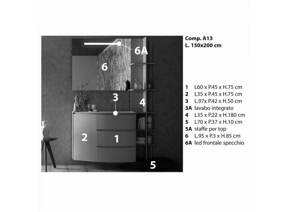 Zusammensetzung der Möbel für das Badezimmer des modernen Designs - Callisi13 Viadurini