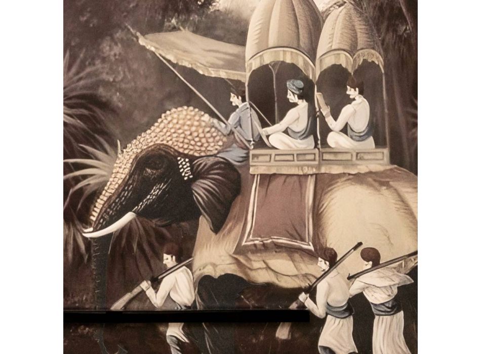 Komposition aus Holzgemälden mit Elefantendruck, hergestellt in Italien – Patagonien Viadurini