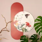 Komposition aus Holzgemälden mit Schmetterlings- und Blumendrucken, hergestellt in Italien – Ecuador Viadurini