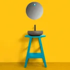 Freistehender Badezimmerschrank in blauer Farbe inklusive Zubehör - Maryse Viadurini