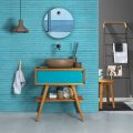 Zusammensetzung von Badezimmermöbeln einschließlich Zubehör mit blauen Details - Carolie