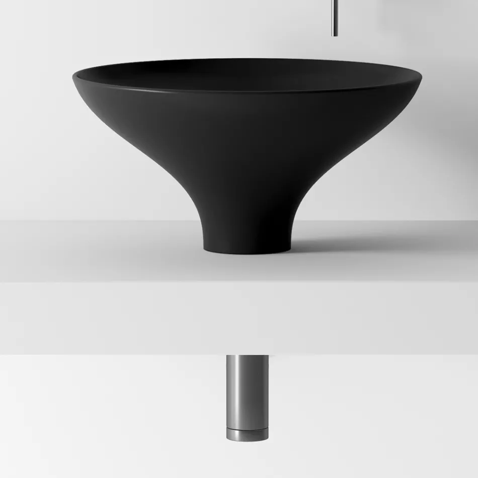 Badezimmerschrank-Komposition mit Waschbecken, Sockel und Spiegel Made in Italy - Hoscar Viadurini