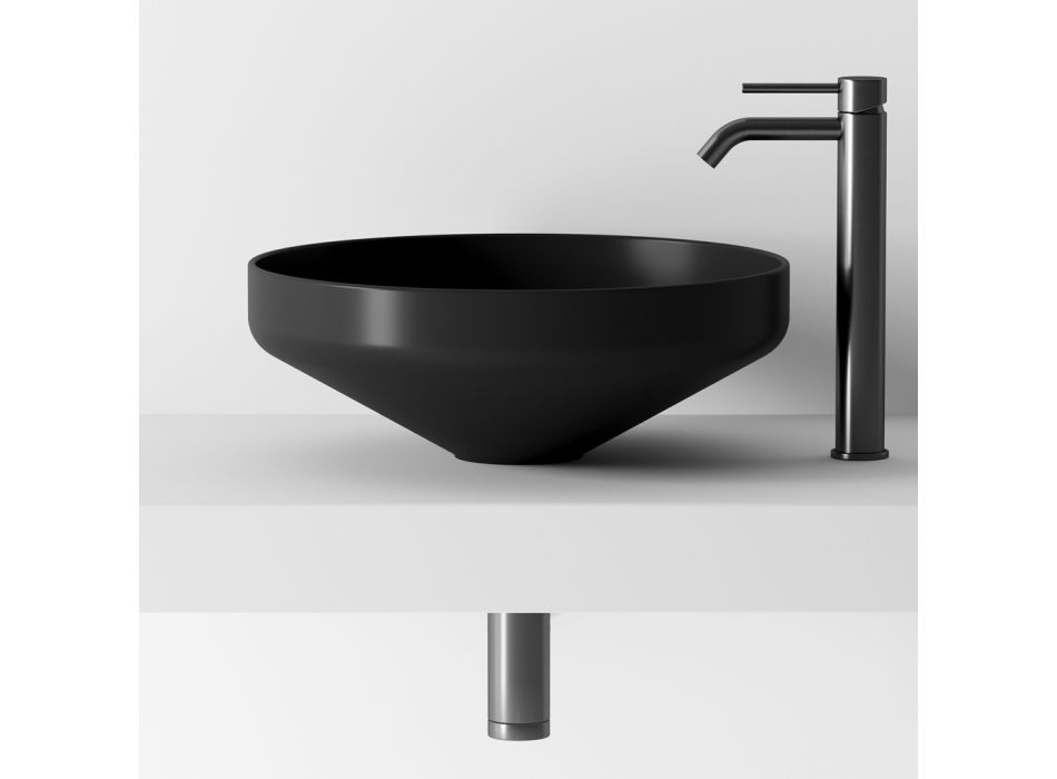 Badezimmerschrank-Komposition mit Waschbecken, Sockel und Spiegel Made in Italy - Hoscar Viadurini