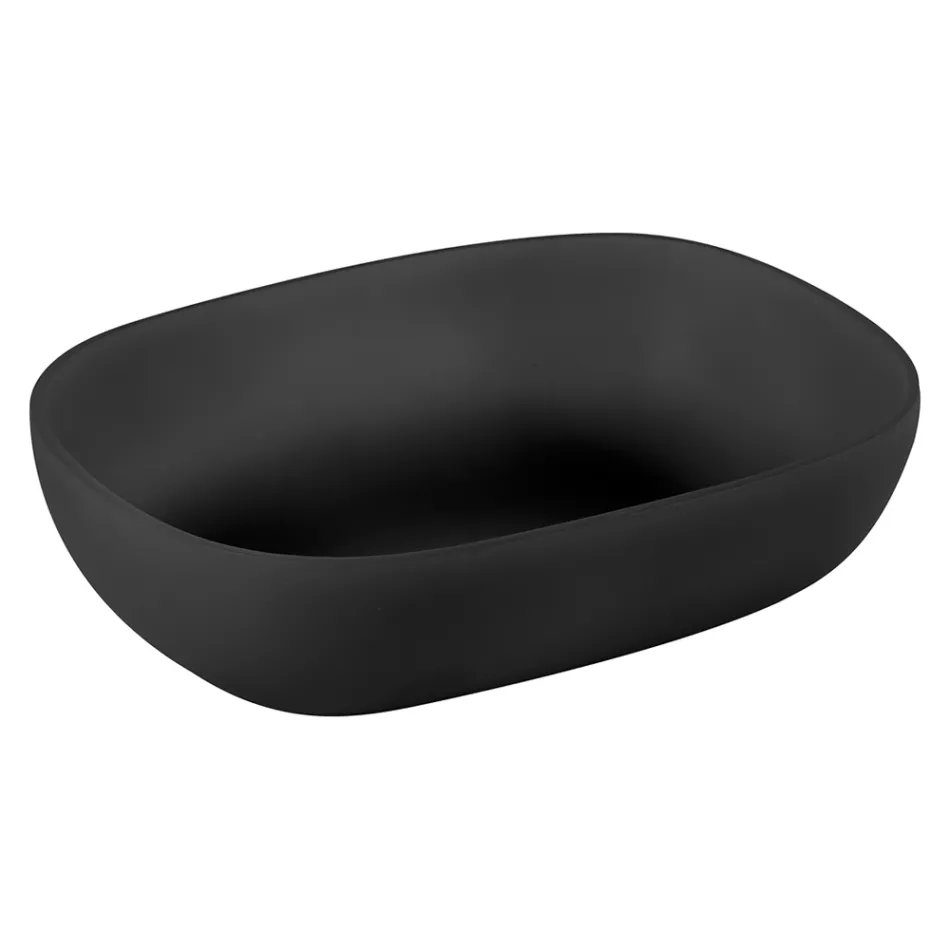 Schwarze Badezimmerschrank-Komposition mit großem Regal und Zubehör - Patryk Viadurini