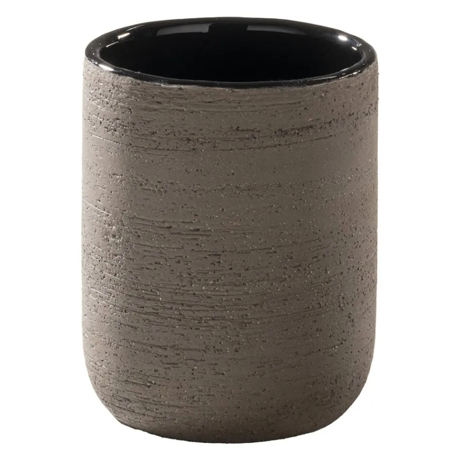 Schwarze Arbeitsplatten-Badezimmerschrank-Komposition mit mitgeliefertem Zubehör – Carolie Viadurini