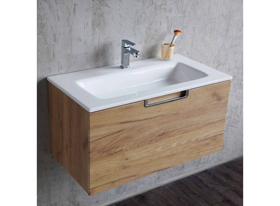 Badezimmereitelkeit Schrank Zusammensetzung in Holz und modernem Design Spiegel - Gualtiero