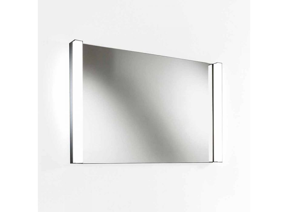 Weiße moderne Design-hängende Badezimmermöbel-Zusammensetzung mit Spiegel - Desideria Viadurini