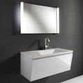 Weiße moderne hängende Badezimmermöbel-Zusammensetzung mit LED-Spiegel - Desideria