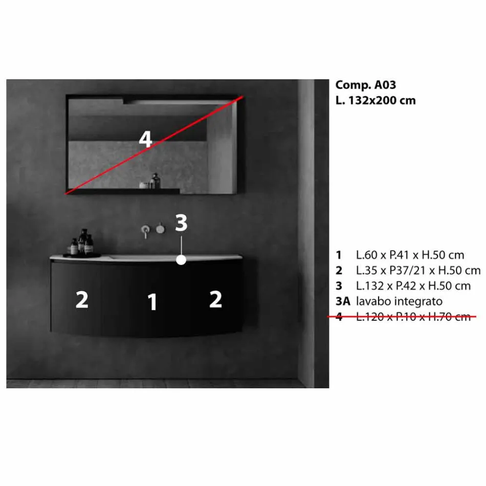 Modern Design Hängende Badezimmermöbel Zusammensetzung - Callisi3 Viadurini