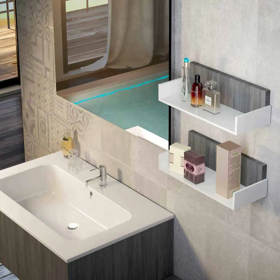 Zusammensetzung Holzmöbel Badezimmer made in Italy Forlì Viadurini