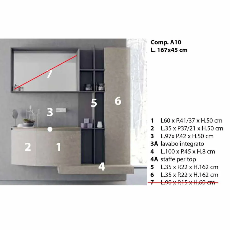 Badezimmerzusammensetzung, moderne italienische Designfederung - Callisi10 Viadurini