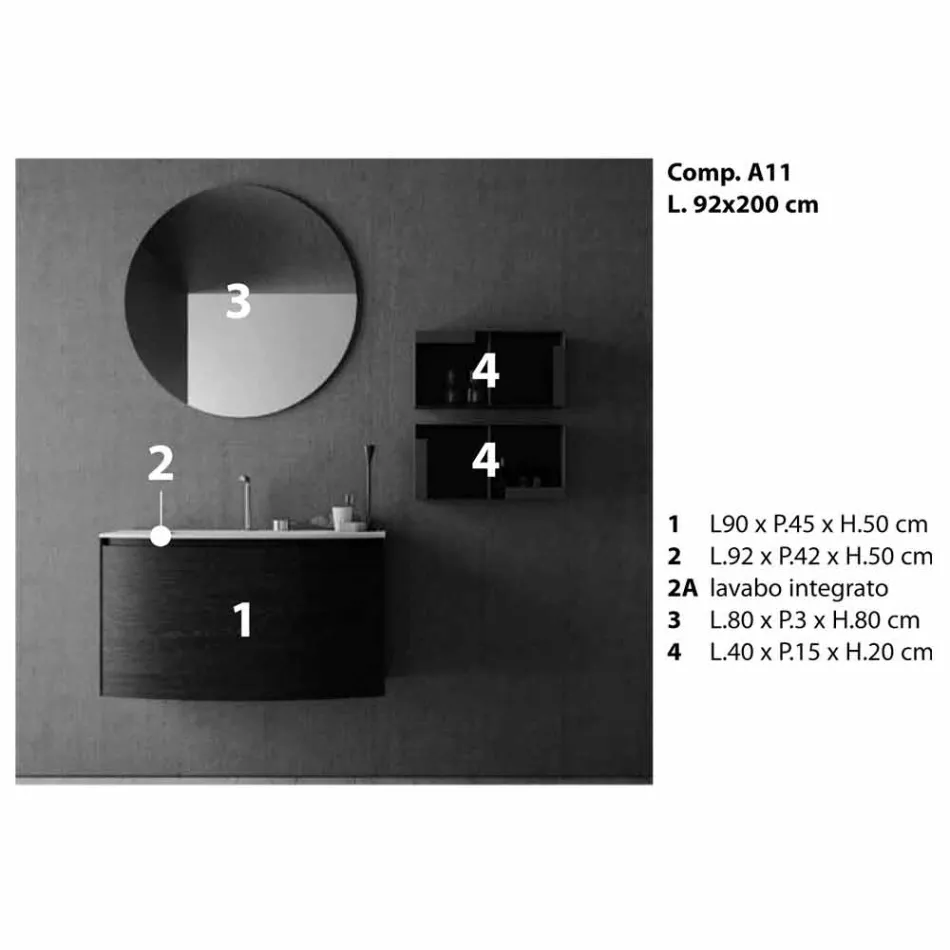 Komposition für das hängende Badezimmer mit modernem Design Made in Italy - Callisi11 Viadurini