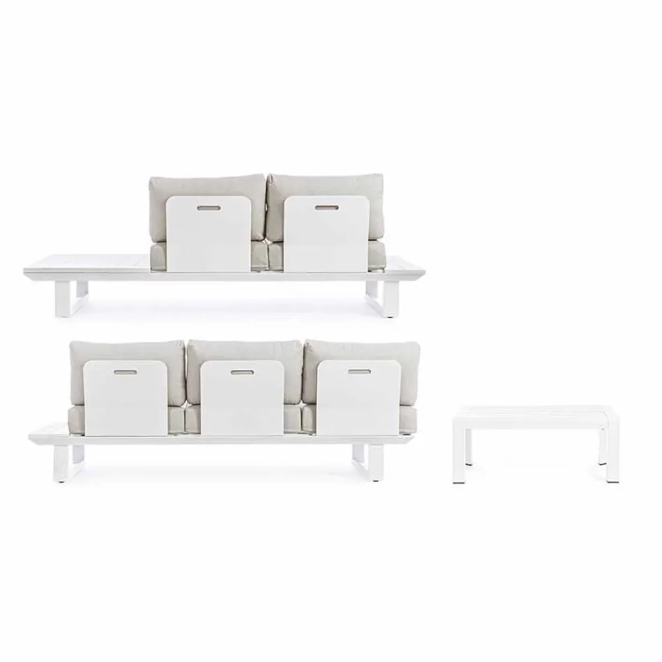 Wohnzimmerzusammensetzung im Freien aus Aluminium und Homemotion-Stoff - Francine Viadurini