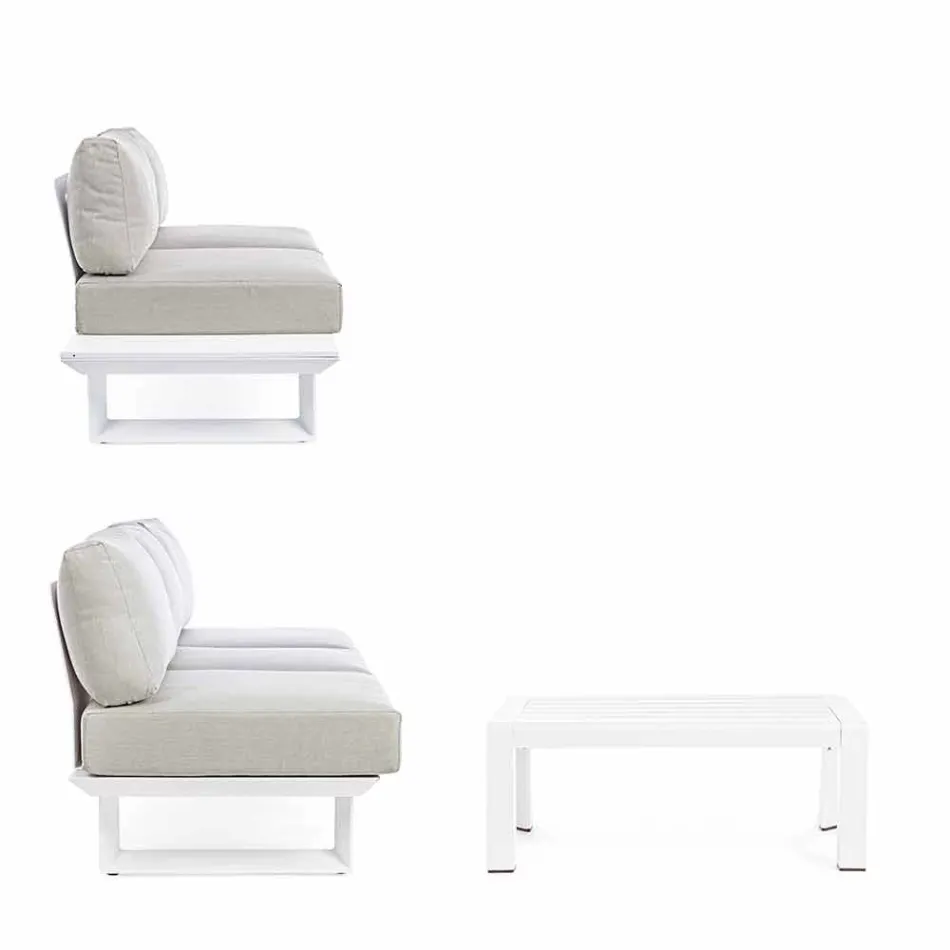 Wohnzimmerzusammensetzung im Freien aus Aluminium und Homemotion-Stoff - Francine Viadurini