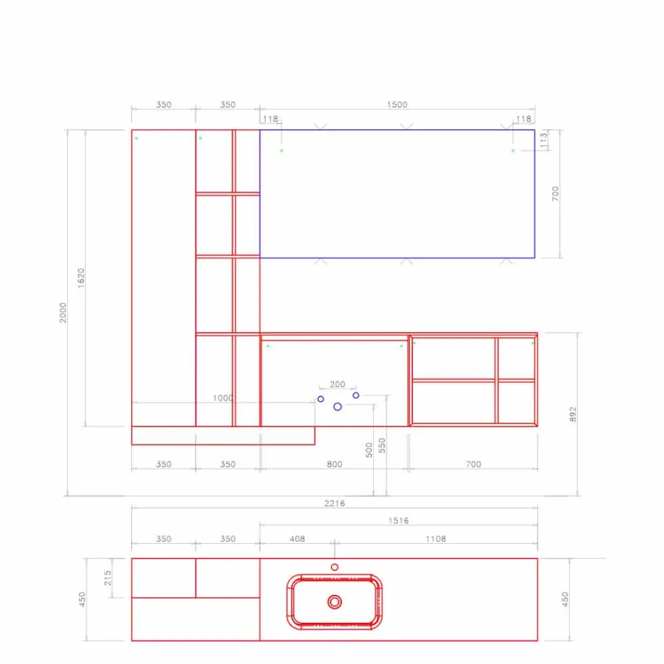 Hängende Badezimmermöbel-Komposition mit modernem Design Made in Italy - Callisi15 Viadurini