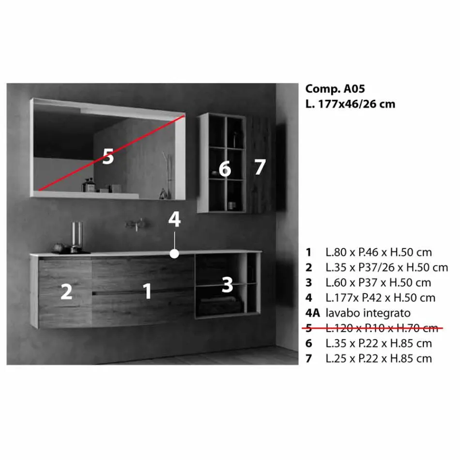 Suspended Design Zusammensetzung, Modernes Design Badmöbel - Callisi5 Viadurini
