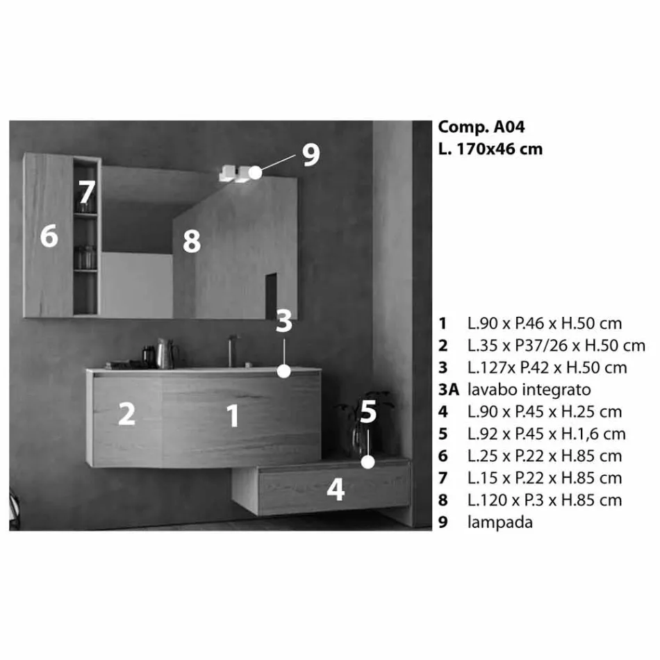 Hängende und moderne Komposition für das Badezimmer, Made in Italy Design - Callisi4 Viadurini