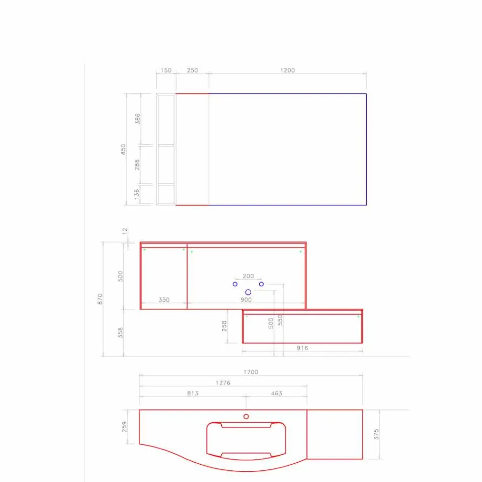 Hängende und moderne Komposition für das Badezimmer, Made in Italy Design - Callisi4 Viadurini