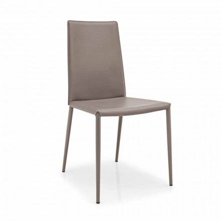 Connubia Calligaris Boheme moderner Leder und Metall Stuhl, 2 Stück Viadurini